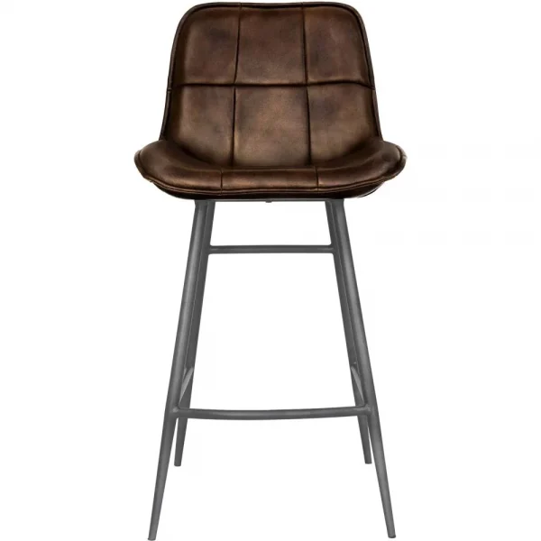 The Chair Collection Leather Iron Bar Chair Brown