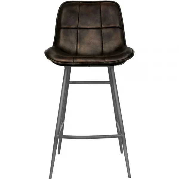 The Chair Collection Leather Iron Bar Chair Dark Grey