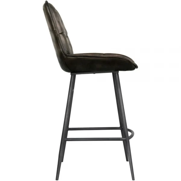 The Chair Collection Leather Iron Bar Chair Dark Grey