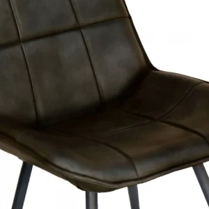 The Chair Collection Leather Iron Bar Chair Dark Grey
