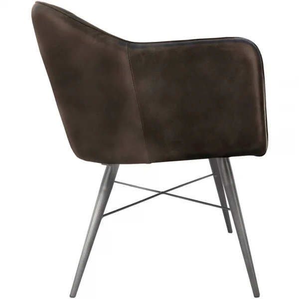 The Chair Collection Leather Iron Carver Tub The Chair Dark Grey