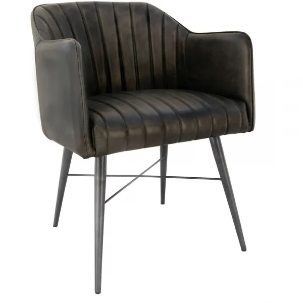 The Chair Collection Leather Iron Carver Tub The Chair Dark Grey