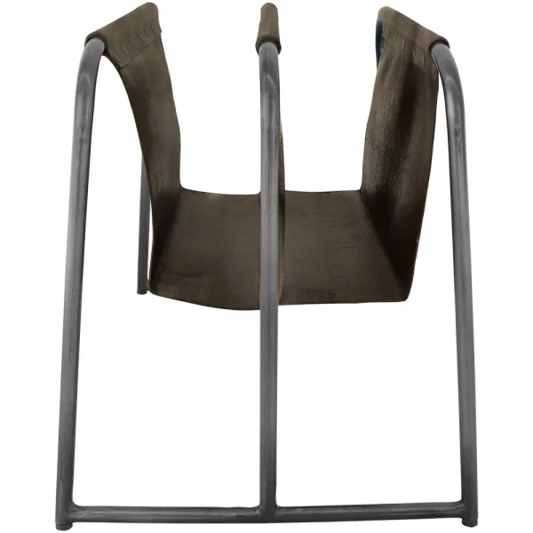 The Chair Collection Leather Iron Double Magazine Holder Dark Grey