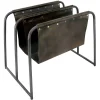 The Chair Collection Leather Iron Double Magazine Holder Dark Grey Hero