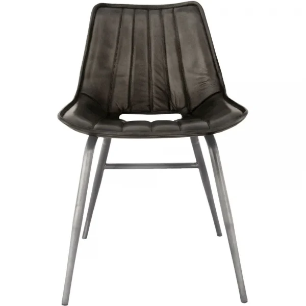 The Chair Collection Leather Iron The Chair without arms Dark Grey