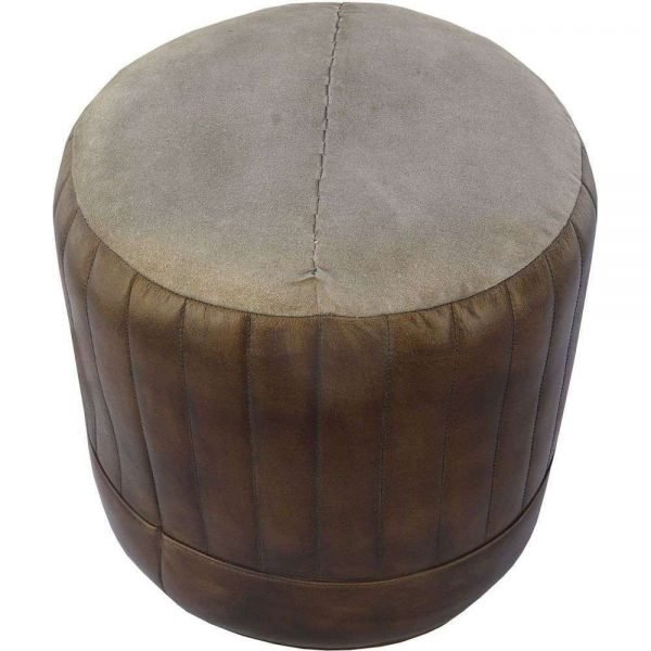 The Chair Collection Leather Pouf Dark Grey