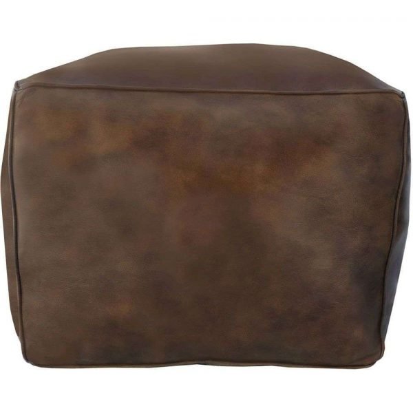 The Chair Collection Leather Pouf Dark Grey