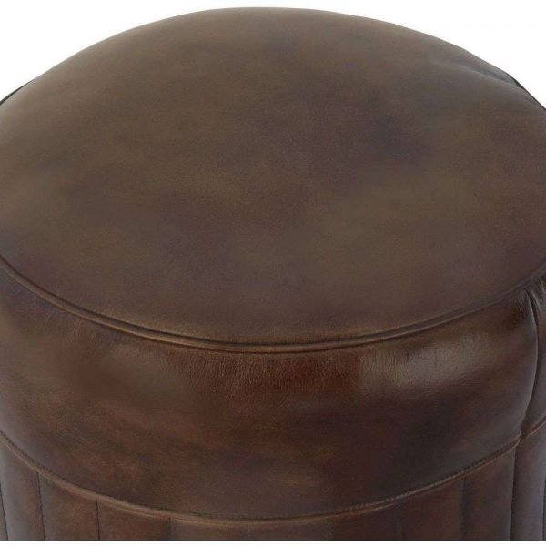 The Chair Collection Leather Pouf Dark Grey
