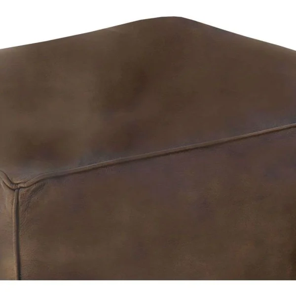 The Chair Collection Leather Pouf Dark Grey