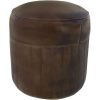 The Chair Collection Leather Pouf Dark Grey Hero