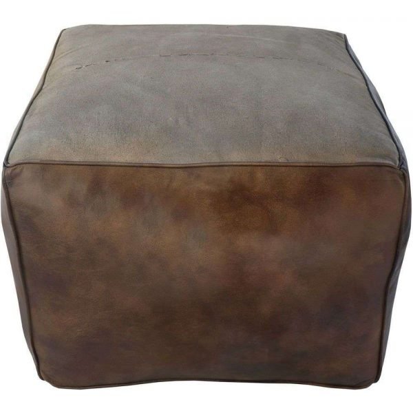 The Chair Collection Leather Pouf Dark Grey Hero
