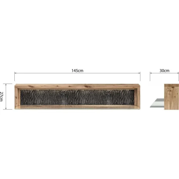 Wall Shelf with LED Light Natural Finish