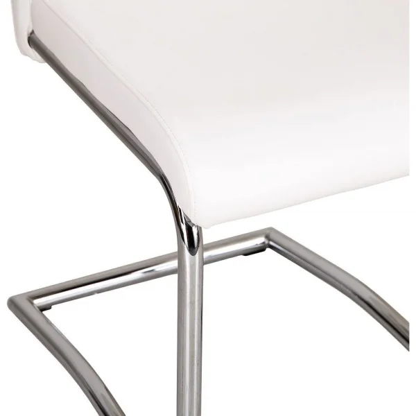White Faux Leather Cantilever Dining The Chair with Chrome Base