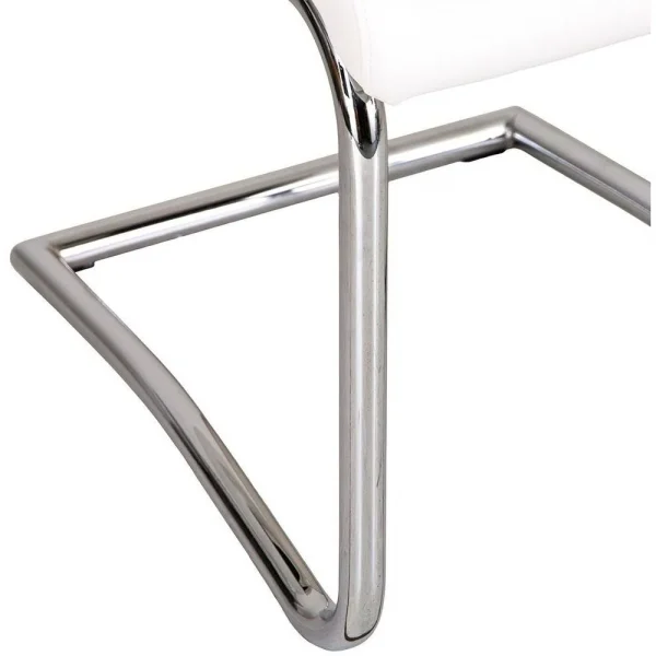 White Faux Leather Cantilever Dining The Chair with Chrome Base