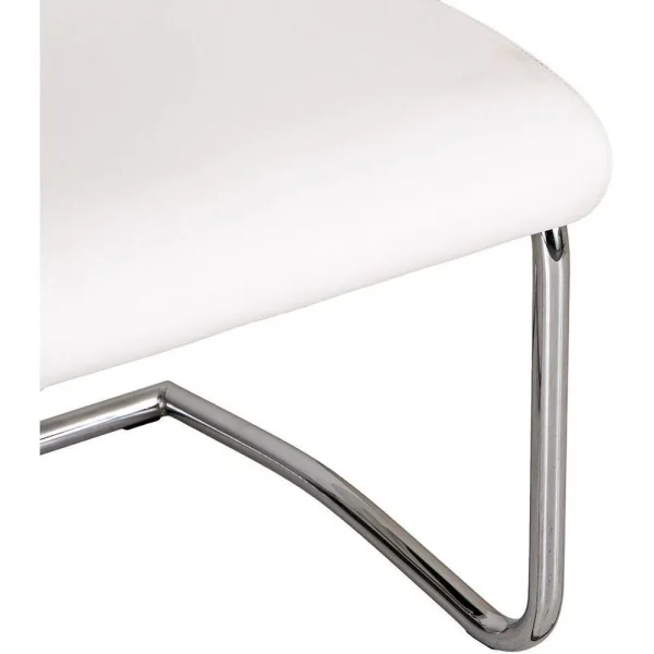 White Faux Leather Cantilever Dining The Chair with Chrome Base