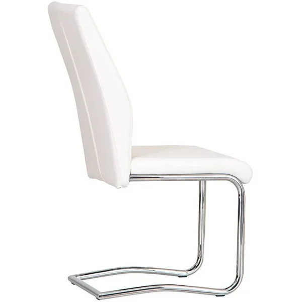 White Faux Leather Cantilever Dining The Chair with Chrome Base
