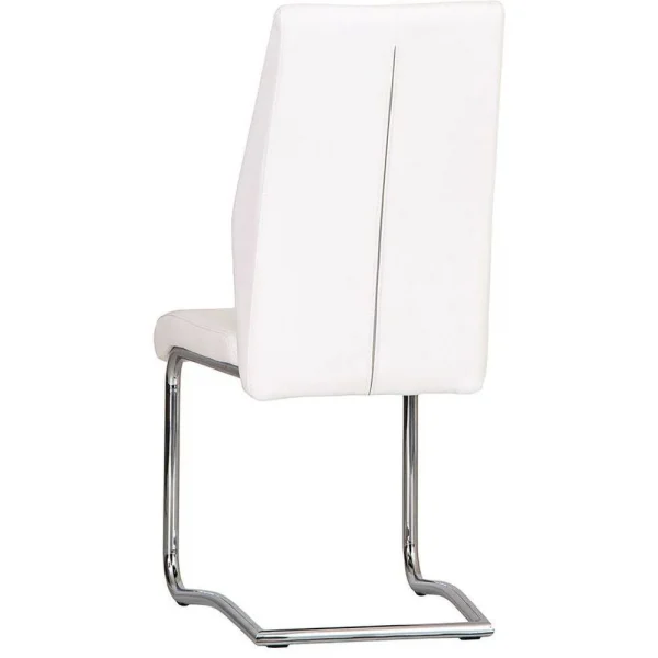 White Faux Leather Cantilever Dining The Chair with Chrome Base