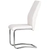 White Faux Leather Cantilever Dining The Chair with Chrome Base