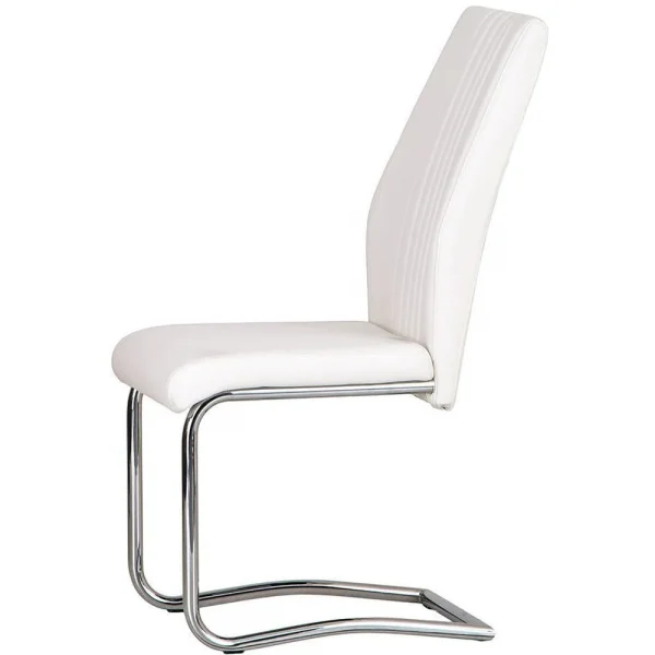 White Faux Leather Cantilever Dining The Chair with Chrome Base
