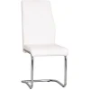 White Faux Leather Cantilever Dining The Chair with Chrome Base Hero