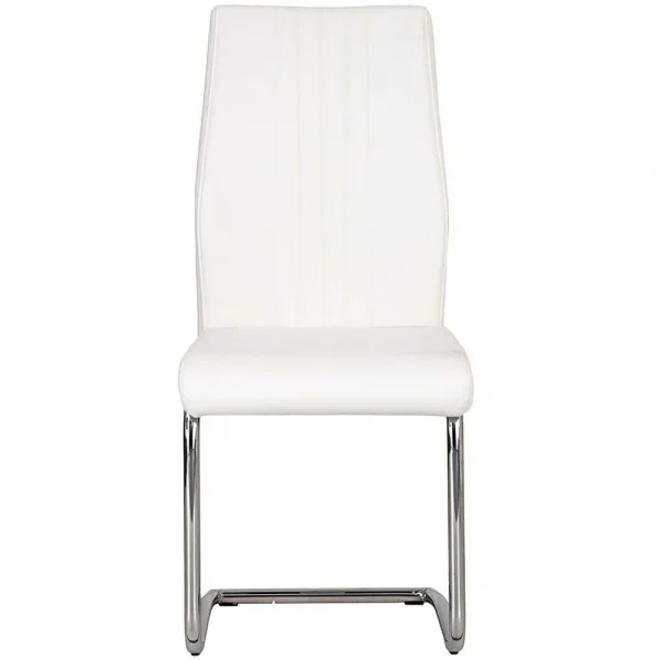 White Faux Leather Cantilever Dining The Chair with Chrome Base