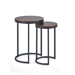 Tribeca Round Nesting Side Tables Walnut