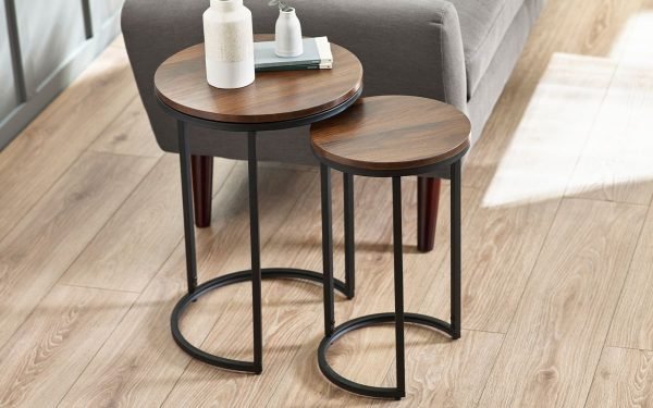 Tribeca Round Nesting Side Tables Walnut