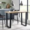 brooklyn oak bar table luxe grey barstools roomset