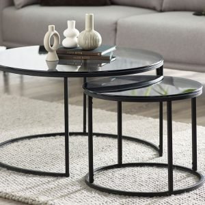 chicago round nesting coffee tables roomset
