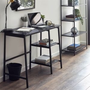chicago smoked glass desk roomset
