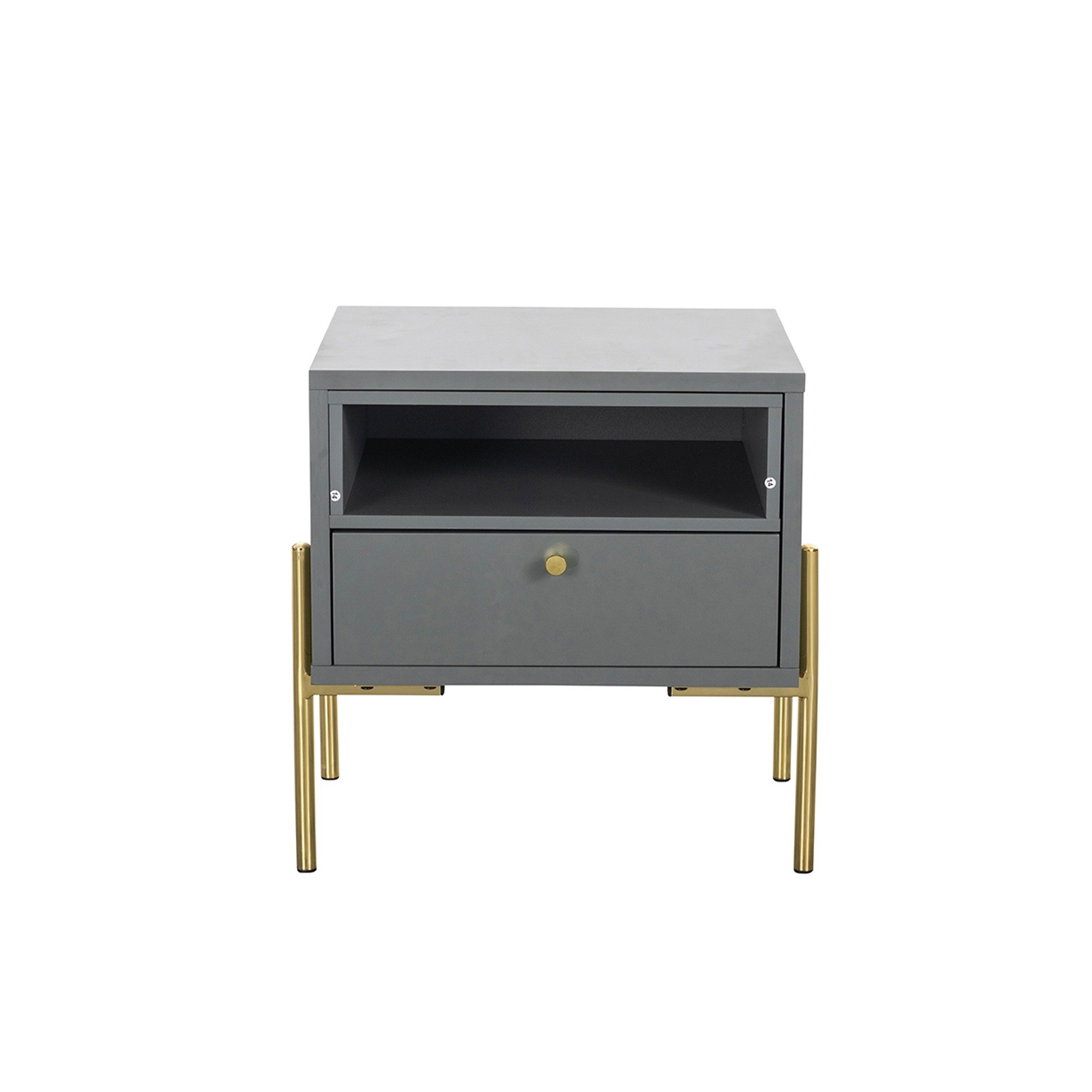 Buy Madrid Bedside Table 1 Drawer Grey & Gold