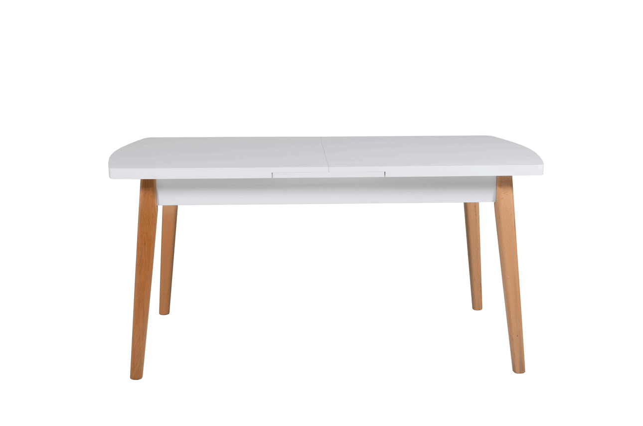 Magda Dining Table Modern Extending 2000 White Top Oak Leg