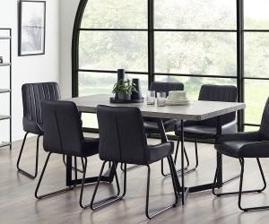 miller concrete effect dining table soho dining chairs roomset