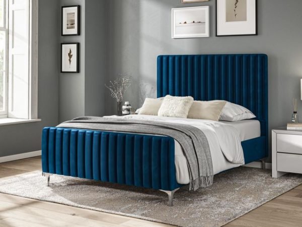 4'6 Fabric Bedframe - Royal Blue - Velvet