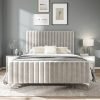 5'0 Fabric Bedframe - Silvery Grey - Velvet