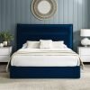 4'6 Fabric Bedframe Ottoman  - Royal Blue - Velvet