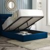 4'6 Fabric Bedframe Ottoman  - Royal Blue - Velvet