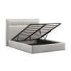 4'6 Fabric Bedframe Ottoman  - Silvery Grey - Velvet
