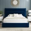 5'0 Fabric Bedframe Ottoman  - Royal Blue - Velvet