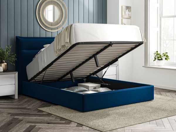 5'0 Fabric Bedframe Ottoman  - Royal Blue - Velvet