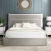 5'0 Fabric Bedframe Ottoman  - Silvery Grey - Velvet