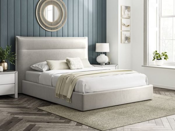 5'0 Fabric Bedframe Ottoman  - Silvery Grey - Velvet