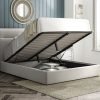 5'0 Fabric Bedframe Ottoman  - Silvery Grey - Velvet
