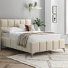 4'6 Fabric Bedframe - Beige - Linen