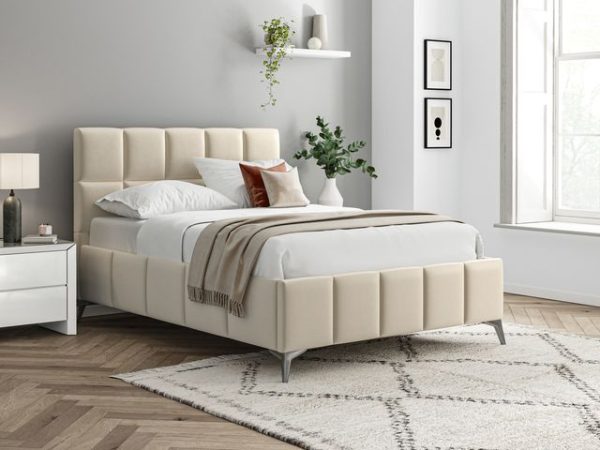 4'6 Fabric Bedframe - Beige - Linen