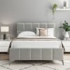 4'6 Fabric Bedframe - Grey - Linen