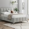 4'6 Fabric Bedframe - Grey - Linen