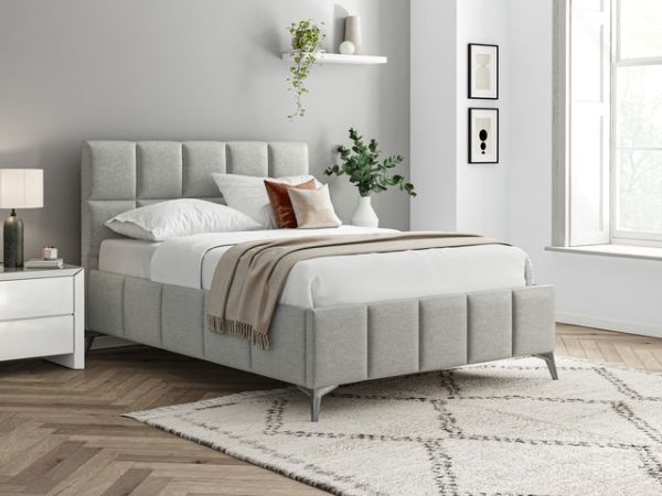 4'6 Fabric Bedframe - Grey - Linen