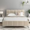 5'0 Fabric Bedframe - Beige - Linen