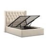 4'6 Fabric Bedframe Ottoman  - Beige - Linen